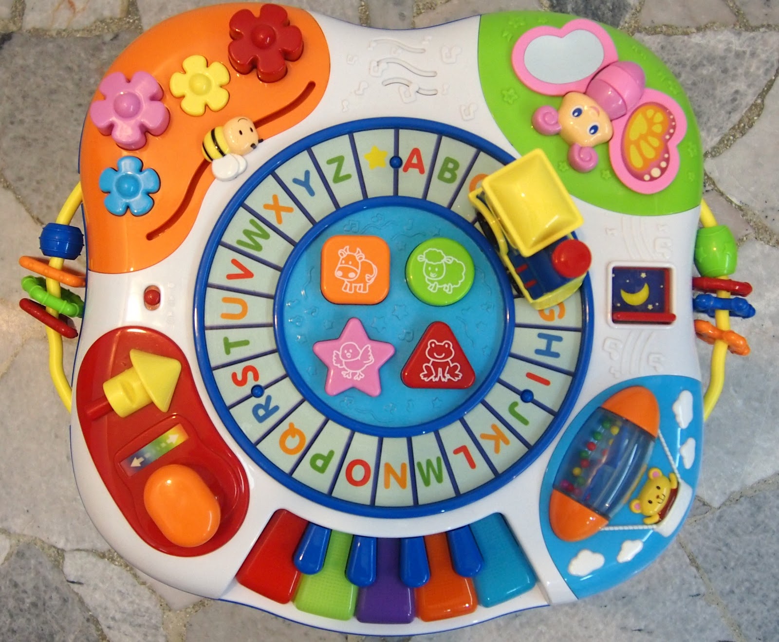 letter train and piano activity table